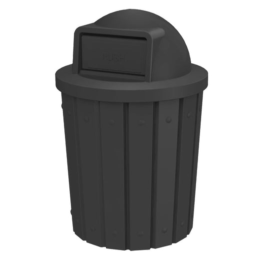 42 Gallon Slatted Circle 100% Recycled Plastic Commercial Outdoor and Indoor Trash Can with Push