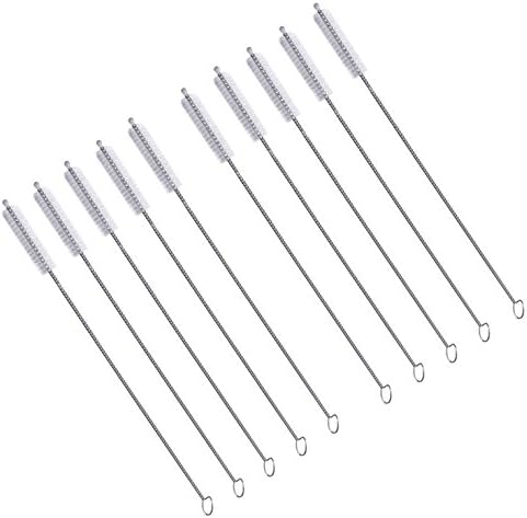 WAF Straw Brush, Washing Brushes Tool Nylon Skinny Pipe Tube Cleaner 173mm x5mm Set of 10