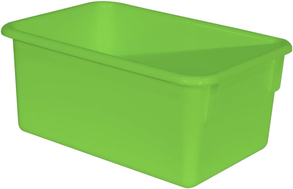 Wood Designs Cubby Storage Bin, Heavy Duty Plastic Containers for Kids Lime Green Cubby Tray Set of 30
