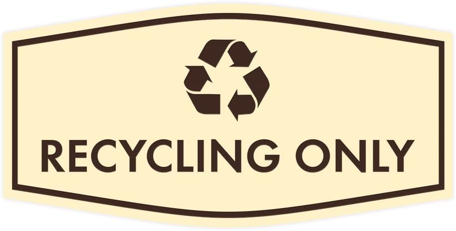Fancy Recycling Only Sign (Ivory/Dark Brown) - Medium
