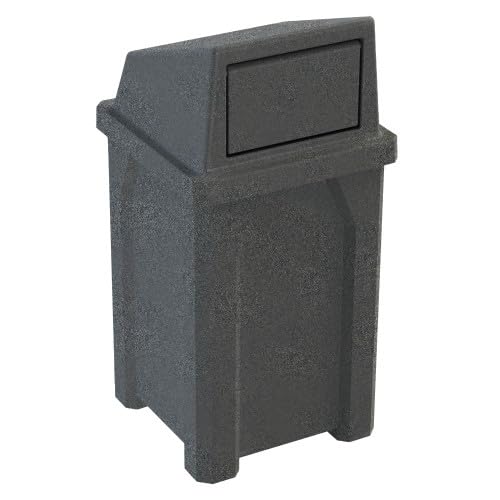 32 Gallon Square 100% Recycled Plastic Heavy Duty Commercial Outdoor or Indoor Trash Can with Push