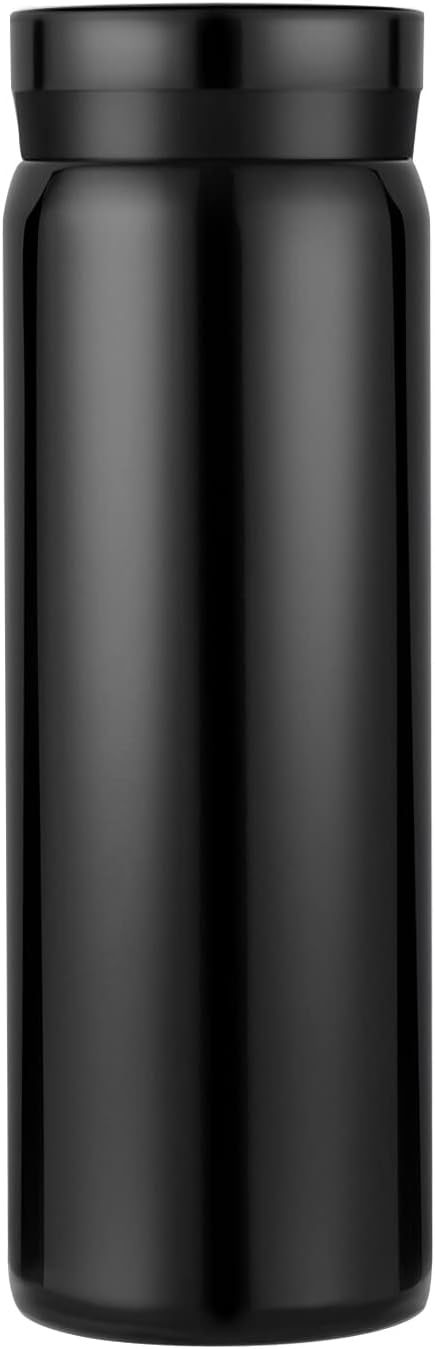 10oz Mini Water Bottle Stainless Steel Thermos Small Flask - Insulated Vacuum, Leak Proof, Keeps Drinks Hot/Cold - Ideal for Coffee, Tea, Water - Black