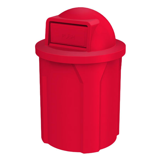 42 Gallon Circle 100% Recycled Plastic Heavy Duty Outdoor Commercial Trash Can with Push Open Dome