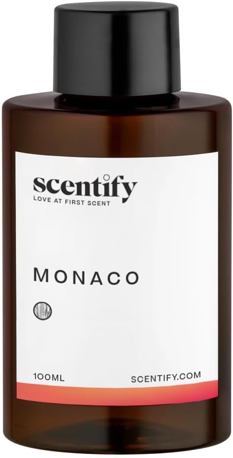 Scentify Monaco Aroma Oil Refill Scent for Oil Diffusers - Saffron, Jasmine, Amber, Cedar Scents - Luxurious Relaxing Aromatherapy Diffuser Fragrance 100ml, 3.38 oz