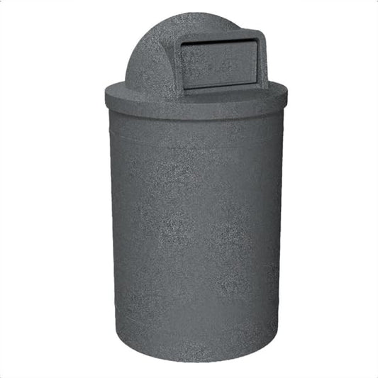 55 Gallon Round 100% Recycled Plastic Heavy Duty Indoor or Outdoor Trash Can with Push Open Dome