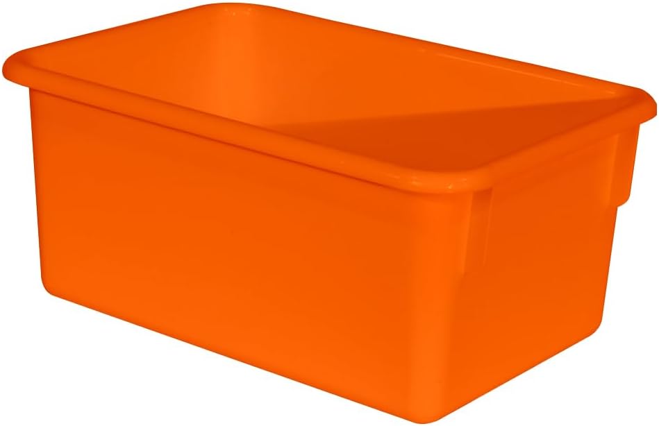 Wood Designs Cubby Storage Bin, Heavy Duty Plastic Containers for Kids Orange Cubby Tray Set of 20
