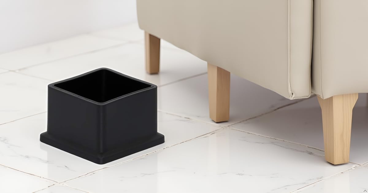 Flyshop Flexible Anti-Scratch PVC Patio Chair Table Leg Caps Tips Floor Protectors Square Furniture Covers, 20pcs, Black, 35 mm x 35 mm, 1-3/8" x 1-3/8"