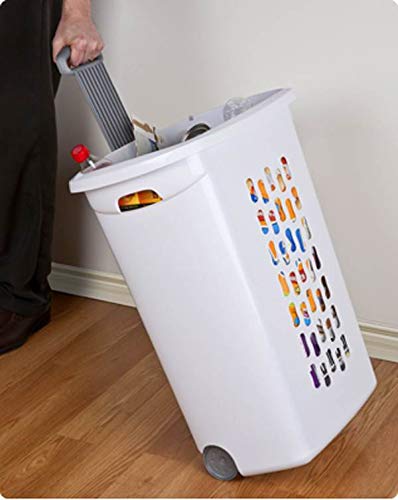 Sterilite Ultra Wheeled Laundry Hamper with Lid, Handle and Wheels for Easy Rolling of Clothes to