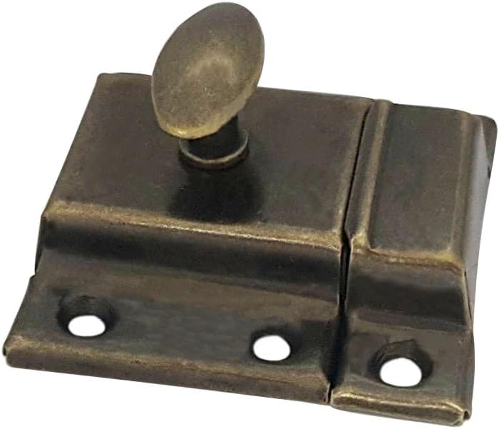 QCAA Oval Turn Cabinet Latch, for Cupboard & Other Furniture, Small, Antique Brass, Made in Taiwan, 1 Pack