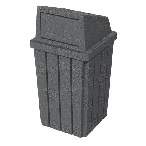 32 Gallon Square Slatted 100% Recycled Plastic Heavy-Duty Commercial Outdoor or Indoor Trash Can
