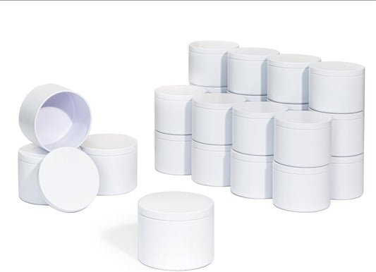 Aroparc White Candle Tins - 8oz, 24 Piece, Straight Sided Bulk Candle Containers for Candle Making