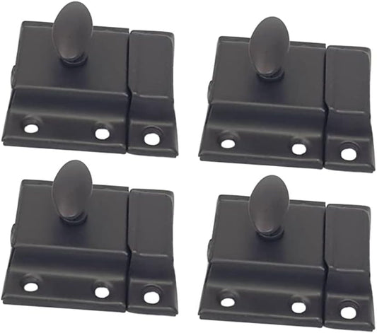QCAA Oval Turn Cabinet Latch, for Cupboard & Other Furniture, Small, ORB Oil Rubbed Bronze Coated Finish, 4 Pack, Made in Taiwan