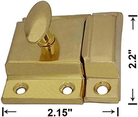 QCAA Oval Turn Cabinet Latch, for Cupboard & Other Furniture, Large, Brass Plated, 1 Pack