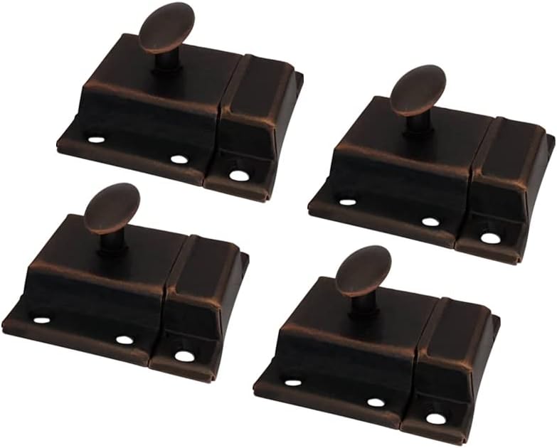 QCAA Oval Turn Cabinet Latch, for Cupboard & Other Furniture, Large, Antique Copper, Made in Taiwan, 4 Pack