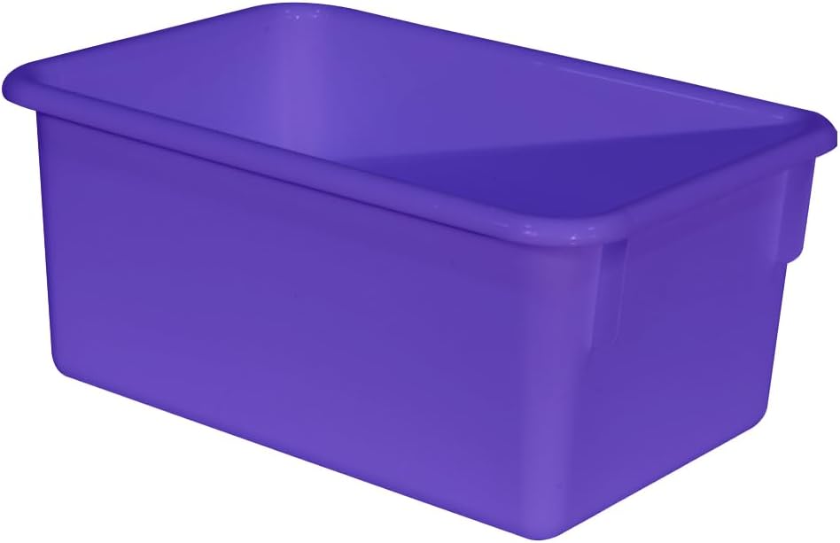 Wood Designs Cubby Storage Bin, Heavy Duty Plastic Containers for Kids Purple Cubby Tray Set of 20