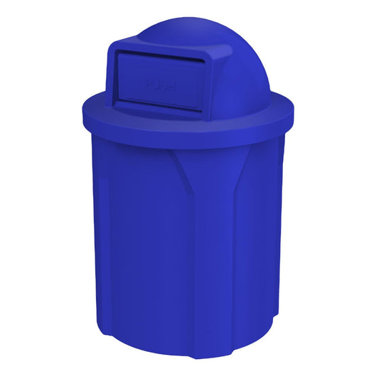 42 Gallon Round100% Recycled Plastic Heavy Duty Outdoo Trash Can with Push Lid and Internal Liner