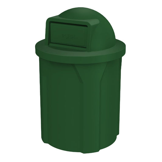 42 Gallon Circle 100% Recycled Plastic Heavy Duty Outdoor Commercial Trash Can with Push Open Dome