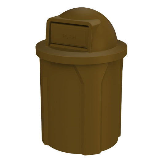 42 Gallon Round 100% Recycled Plastic Heavy-Duty Commercial Outdoor and Indoor Trash Can with Push