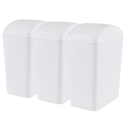 4.5 Gallon Plastic Swing Top Garbage Can, Swing Lid Trash Bins, White, 3-Pack