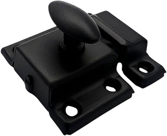 QCAA Oval Turn Cabinet Latch, for Cupboard & Other Furniture, Small, Matte Black, 8 Pack