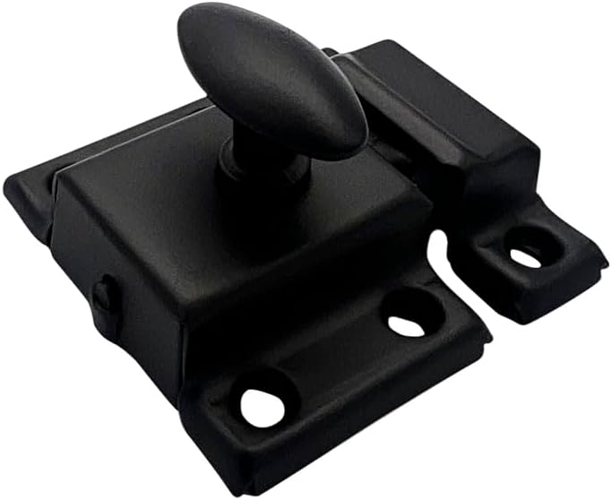 QCAA Oval Turn Cabinet Latch, for Cupboard & Other Furniture, Small, Matte Black, 1 Pack, Made in Taiwan