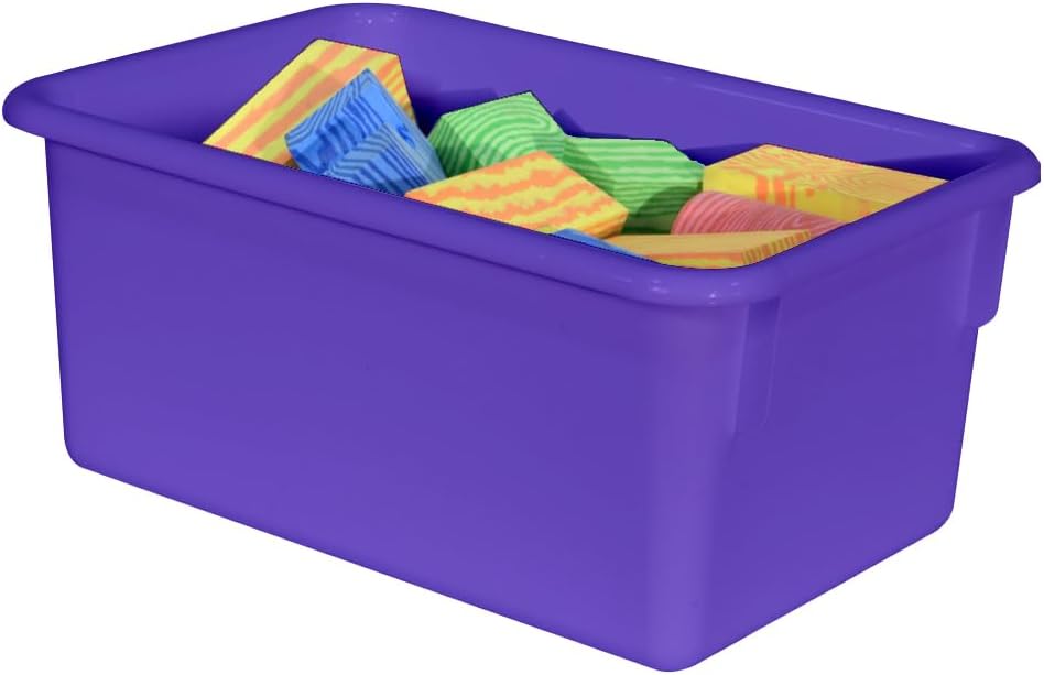 Wood Designs Cubby Storage Bin, Heavy Duty Plastic Containers for Kids Purple Cubby Tray Set of 25
