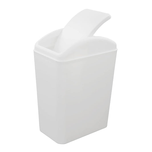 4.2 Gallon Plastic Swing Lid Trash Can, Small Garbage Can with Swing Top Lid, White