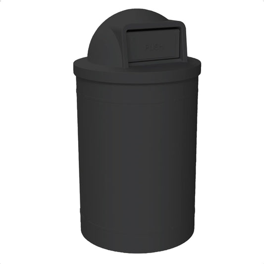 55 Gallon Circle 100% Recycled Plastic Heavy Duty Outdoor Trash Can with Push Open Dome Lid and