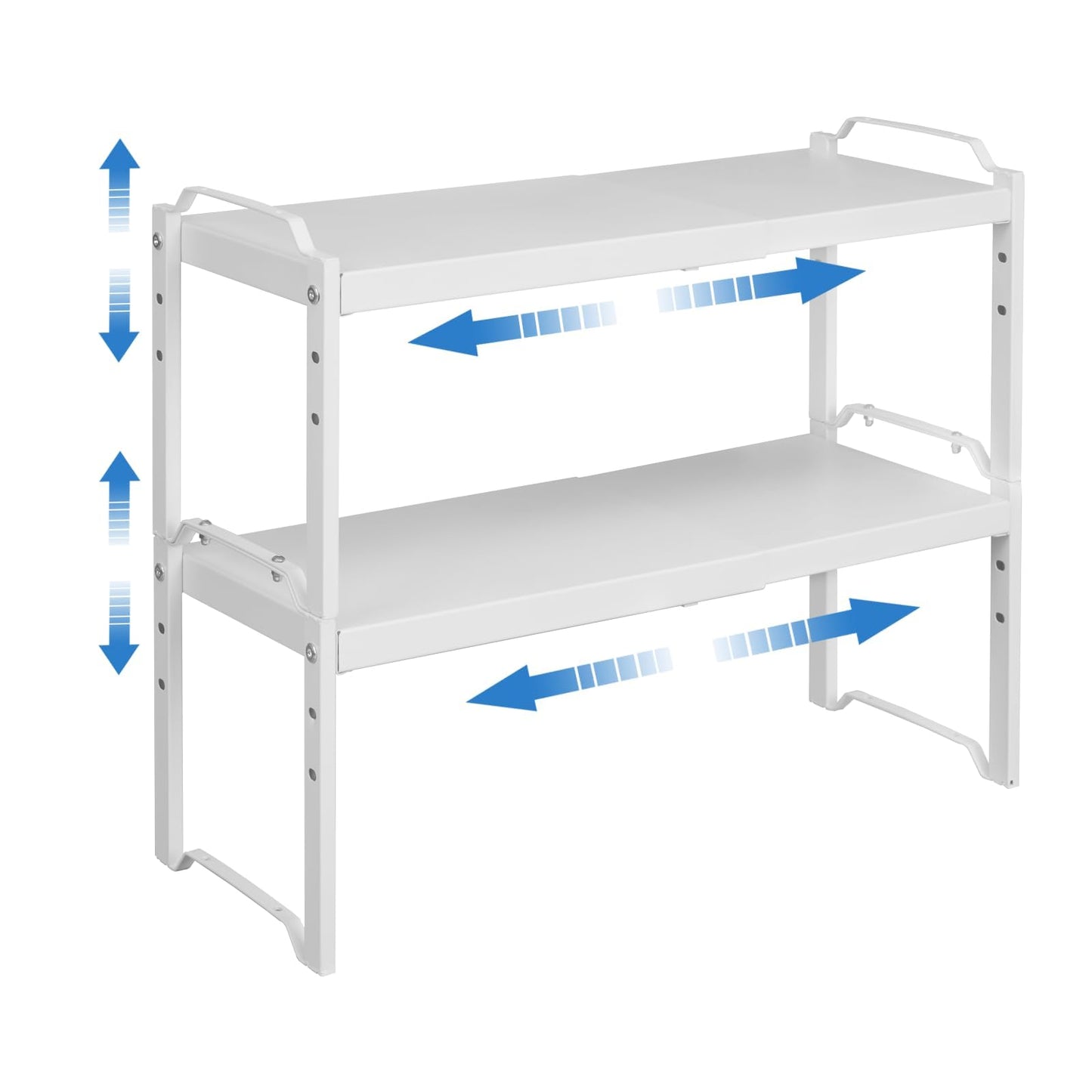 Set of 2 Expandable Kitchen Cabinet Shelves Organizers, Stackable Adjustable Small Storage Shelf