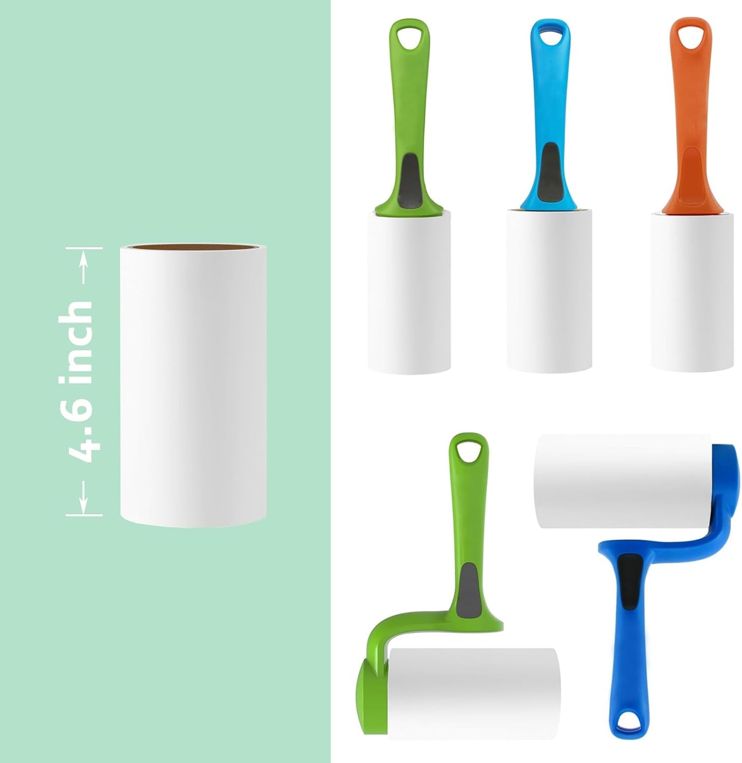 4.6 inch Giant Lint Roller Refills Compatible with Evercare Giant and T Handle Lint Rollers Extreme Stick Pet Hair Remover Adhesive Refills 5 Rolls 60 Sheets per Roll Total 300 Sheets