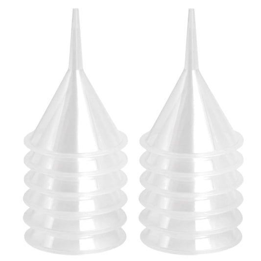 12 Pcs Small Funnel & Mini Funnel 1.57" Opening, 0.1" Narrow Tip for Essential Oils, Perfumes, Capsules & Mini Bottles (Polypropylene, 2.17" Height)