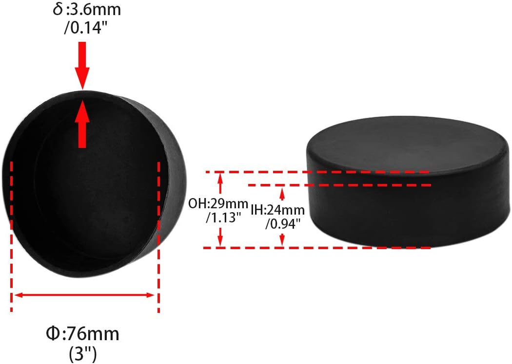 Flyshop Furniture Table Covers Non-Slip Durable Rubber Leg Tips Chair Leg Caps Floor Protector Round Black 4PCS Size 76mm, 3"