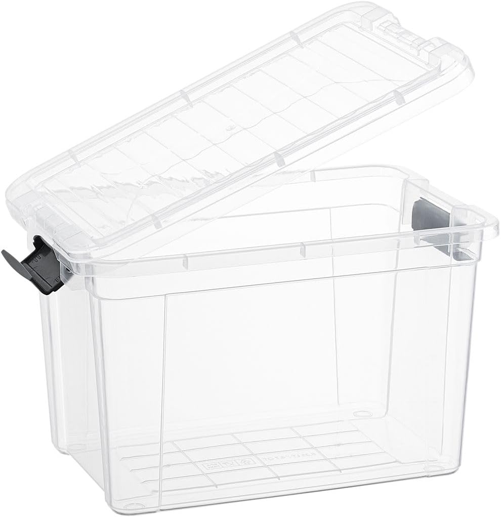 Superio Clear Storage Boxes with Lids, 8.75 Quart Plastic Container Bins for Organizing, Stackable Crates, BPA Free, Non Toxic, Odor Free, Organizers for Home, Office and Dorm, 4 Pack