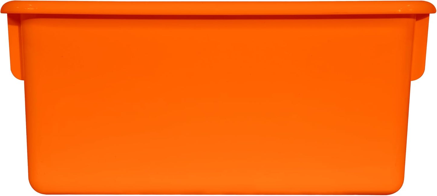 Wood Designs Cubby Storage Bin, Heavy Duty Plastic Containers for Kids Orange Cubby Tray Set of 30