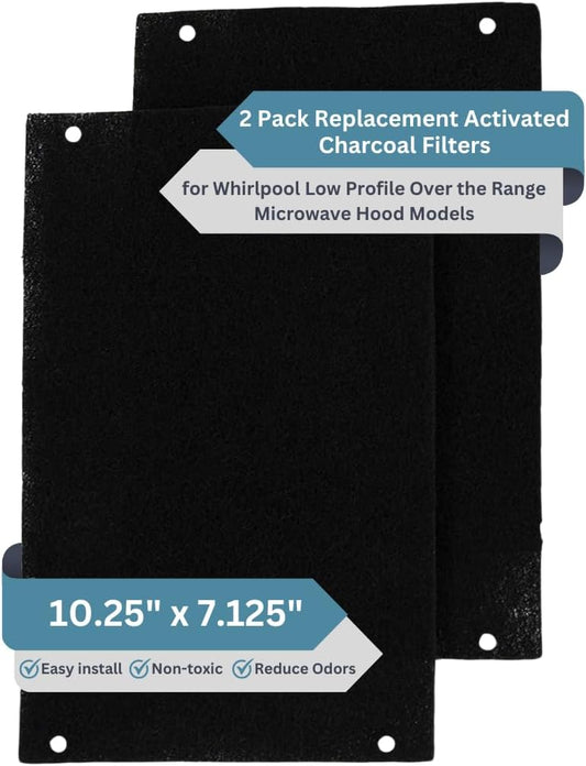 2-Pack Activated Carbon Charcoal Microwave Hood Filters - 10.25" x 7.125" Microwave Hood Filters