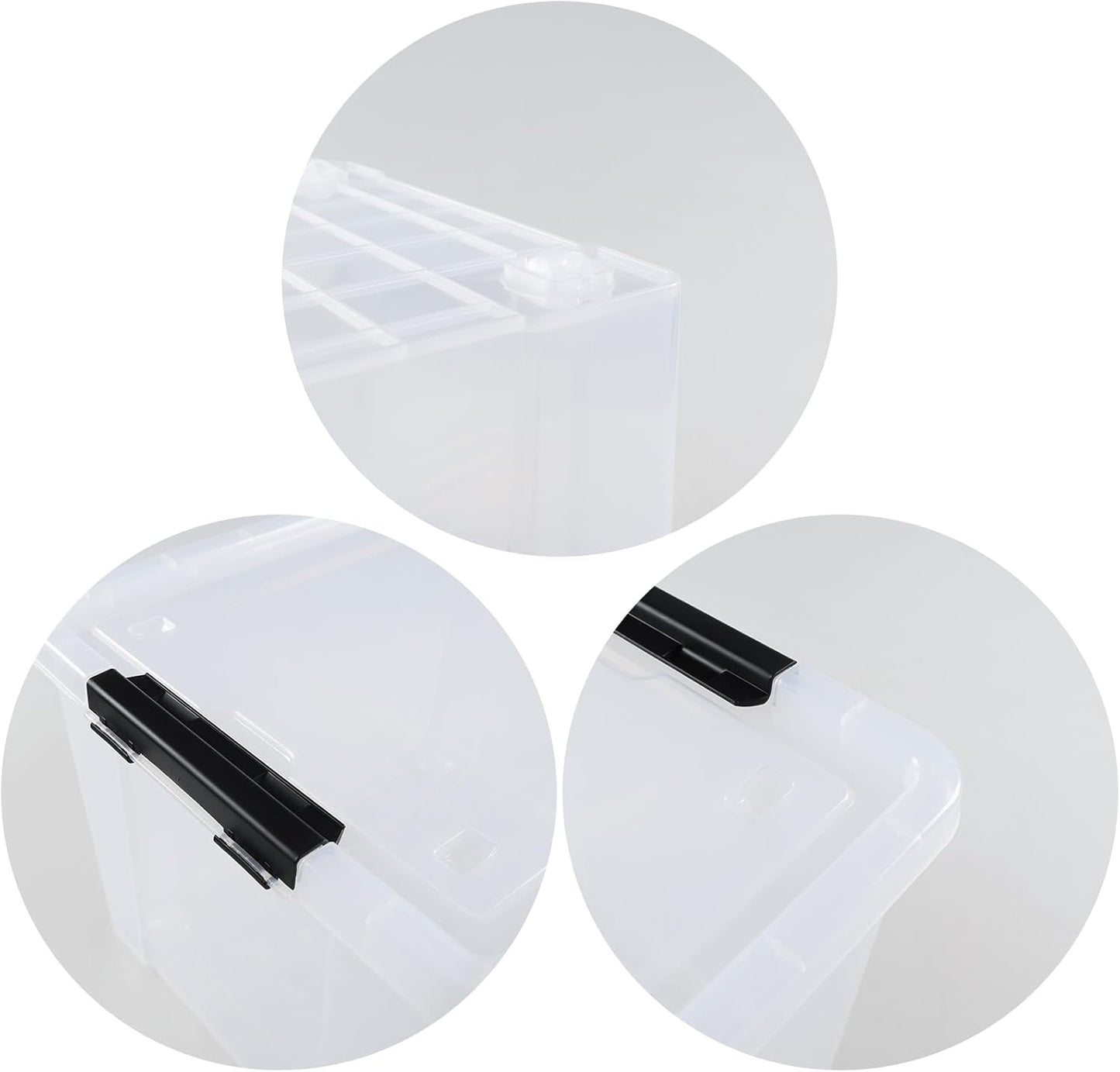 4-Pack 50 L Clear Plastic Storage Bin, Large Clear Latch Box with Wheels