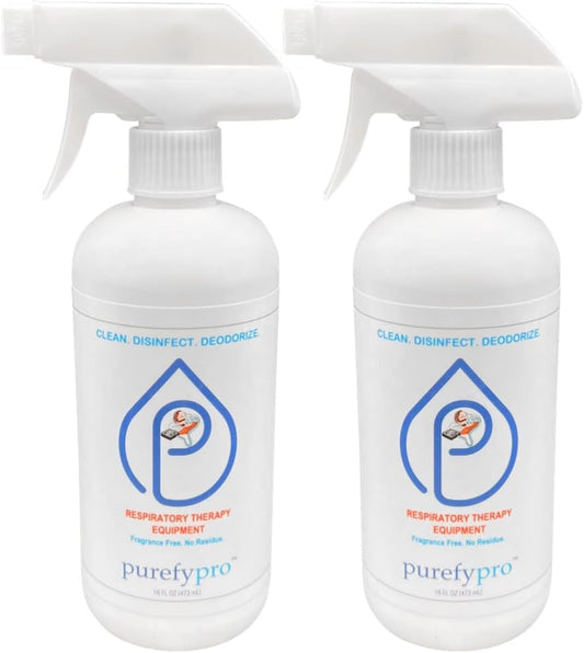 PUREFY Purefypro CPAP Cleaner and Sanitizer Spray (16oz, 2pk). No Rinse. No Residue. Kills 99.9999% Norovirus, Flu Virus, and Fungi, Drug Resistant Germs. Unscented.