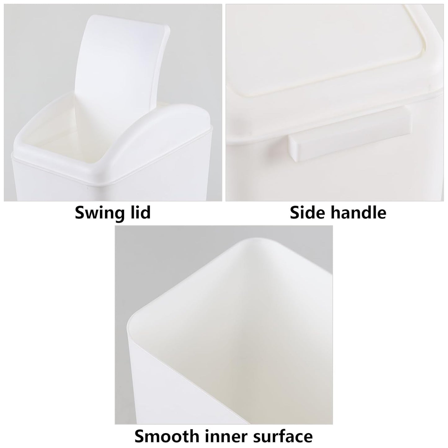 4.5 Gallon Plastic Swing Top Garbage Can, Swing Lid Trash Bins, White, 3-Pack