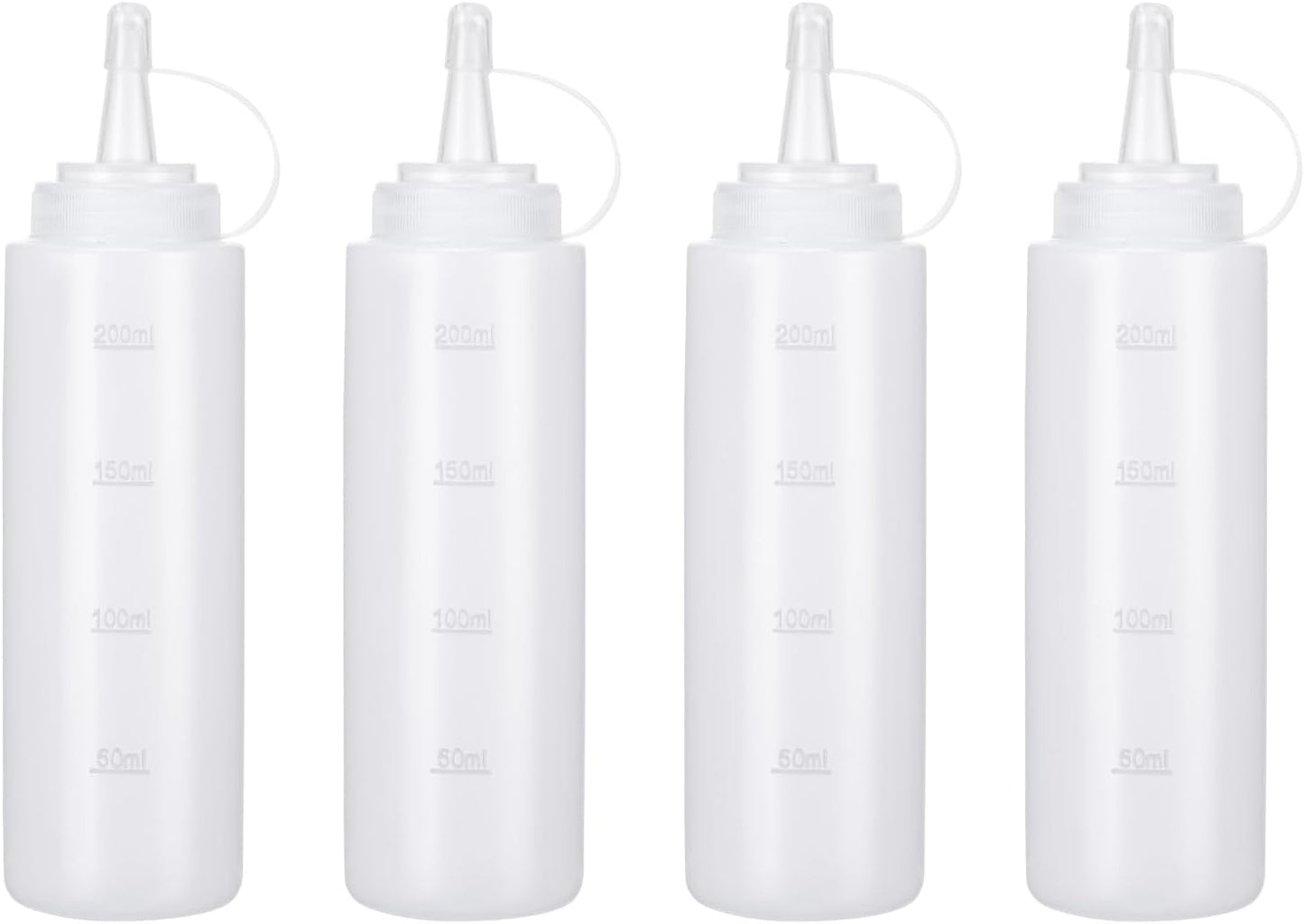 Condiment Squeeze Bottles Ketchup Dispenser, 4 Pack 8oz Squeeze Bottles for Liquids, Plastic Sauce Bottle with Cap Lid, Squirt Bottles for Sauces Liquids BBQ Dressing Pancake Art