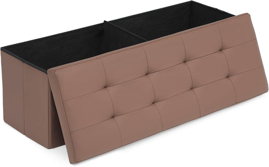 Athena Collection 43" Storage Ottoman Bench Folding Bench with 130L Hidden Storage, Large End of