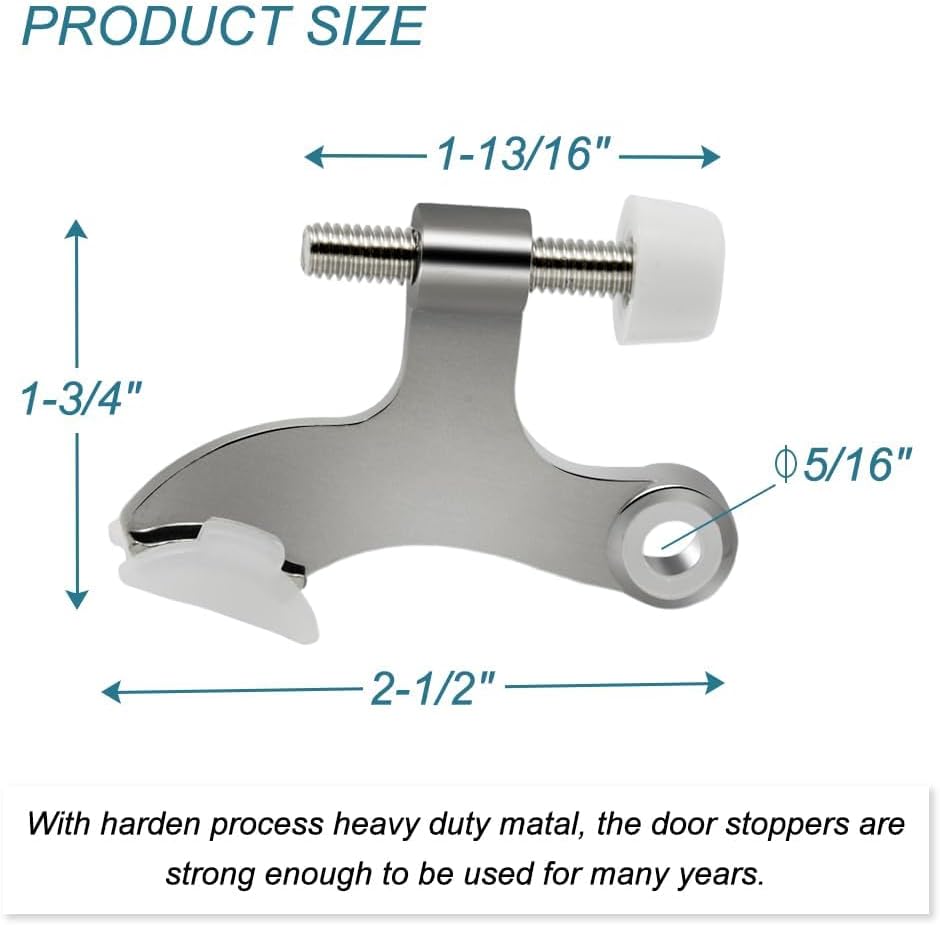 20 Pack Hinge Pin Brushed Nickel Door Stopper, Adjustable Heavy Duty Hinge Pin Door Stop with