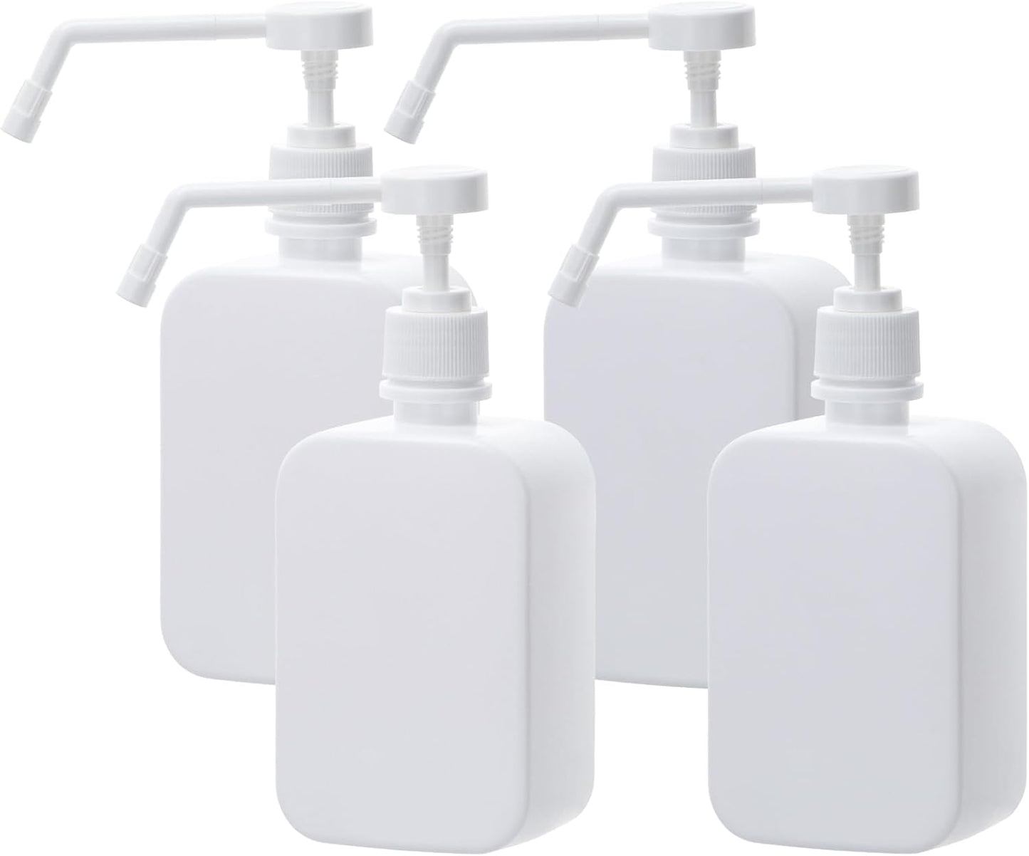 Pump Bottles Dispenser 16.9oz/500ml, 4 Pack Empty Plastic Hand Soap Shampoo Bottles, Refillable Wash Bottles for Cleaning Solution, Plants ﻿