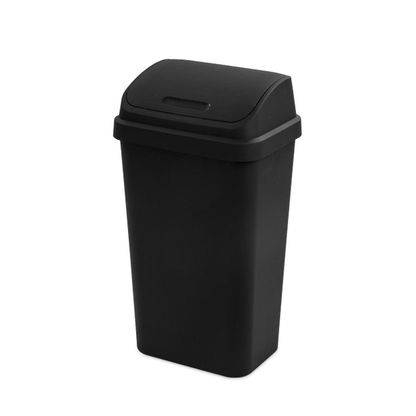 Sterilite 16-Pack Swing Top Wastebasket, Sleek Square Profile Trash Can, 13 Gallon, Black - Modern Garbage Bin for Kitchen, Bathroom, Garage and Workspace, Fits 13 Gal Liners