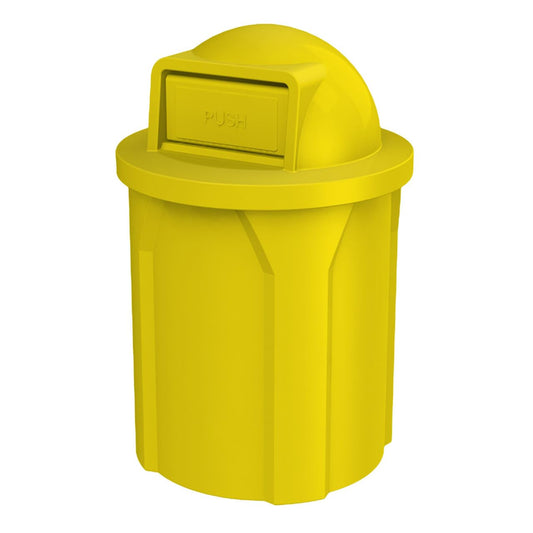 42 Gallon Circle 100% Recycled Plastic Heavy Duty Outdoor Commercial Trash Can with Push Open Dome