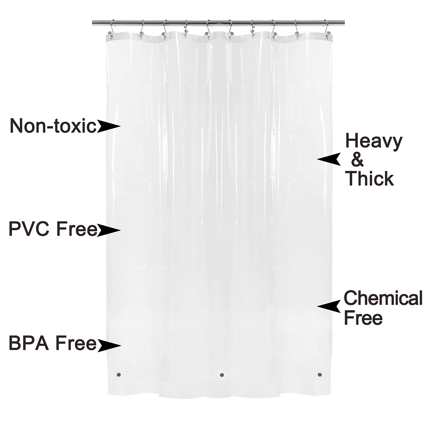 Barossa Design Extra Long Shower Curtain or Liner 84 Inch, Clear, 72x84