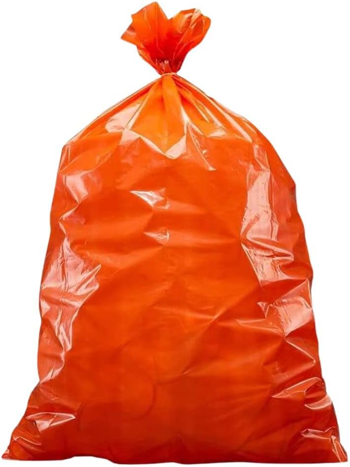 Plasticplace 55-60 gallon Trash Bags │ 1.2 Mil │ Orange Heavy Duty Garbage Can Liners │ 38” x 58” (50 Count)
