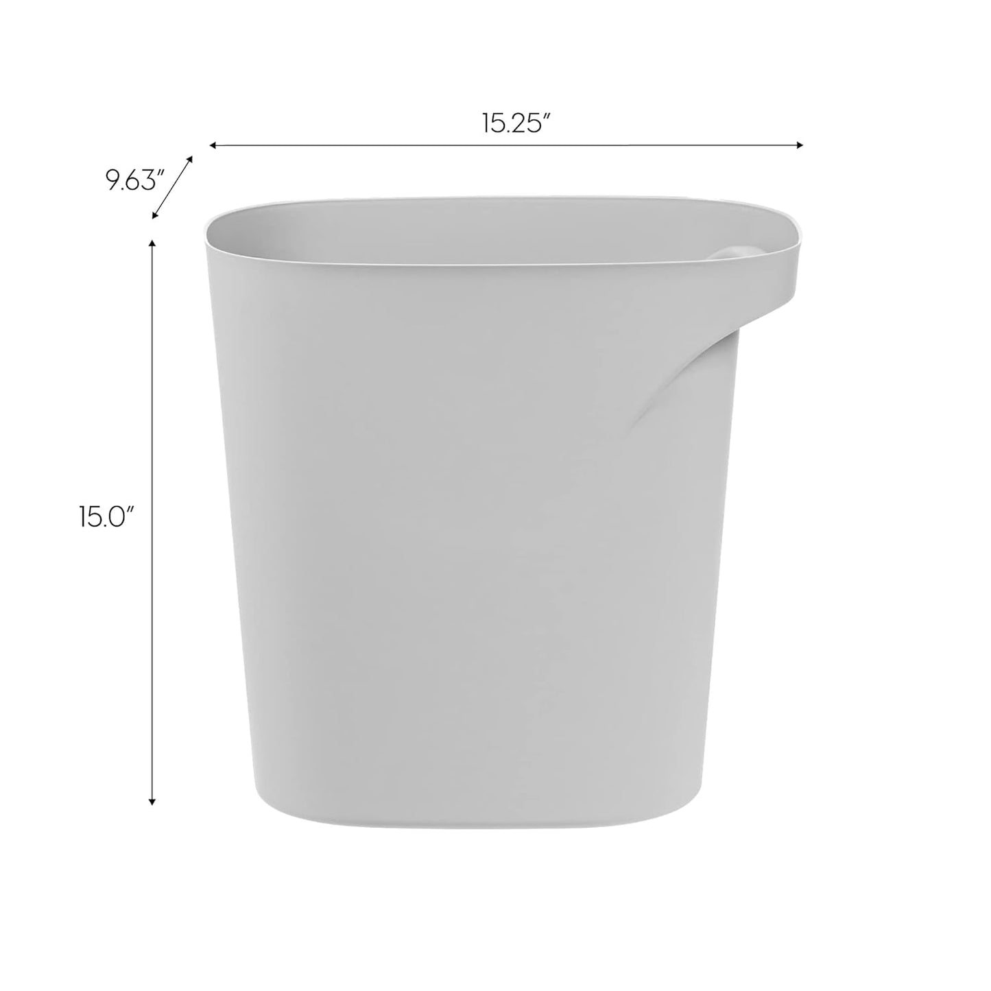 IRIS USA Small Trash Can Wastebasket with Handle, 6 Gallon / 24 Quart, 3-Pack, for Bathroom, Office, Bedroom, Under Sink, Kitchen, Garbage - Gray