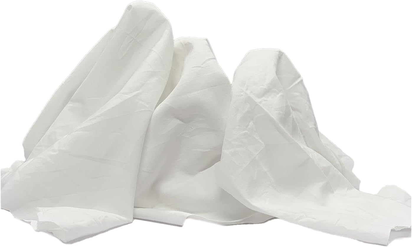 Recycled White Sheeting Cleaning Rags (600 lbs. Pallet 60x10 lbs. Box) – Lint Free White Cotton Cloths for Manufacturing | Automotive | Janitorial | Shop Rags Bulk - Multipurpose