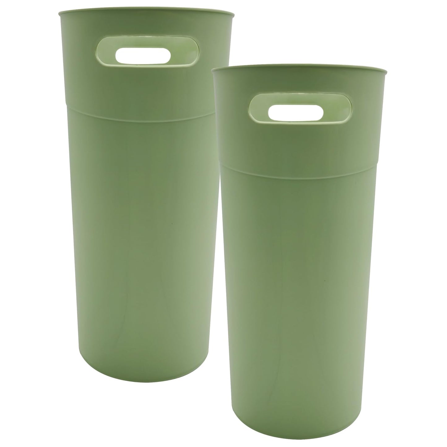 Small Trash Can Plastic Bathroom Wastebasket 3.2 Gallon Slim Garbage Container Bin with Handle for Home Kitchen Bathroom Bedroom Office, 2 Pack (Green)