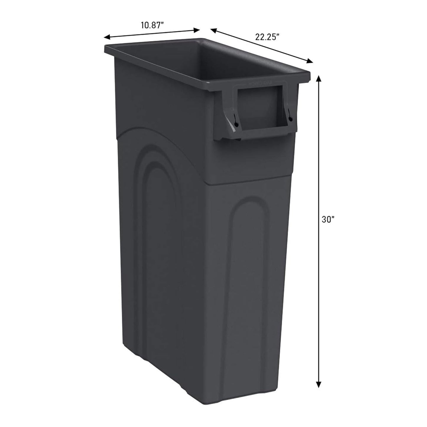 United Solutions Highboy Waste Container, 23 Gallon, Space Saving Slim Profile and Easy Trash Bag Removal, Indoor or Outdoor Use, Integrated Handles for Easy Carrying, 4-Pack, Black.